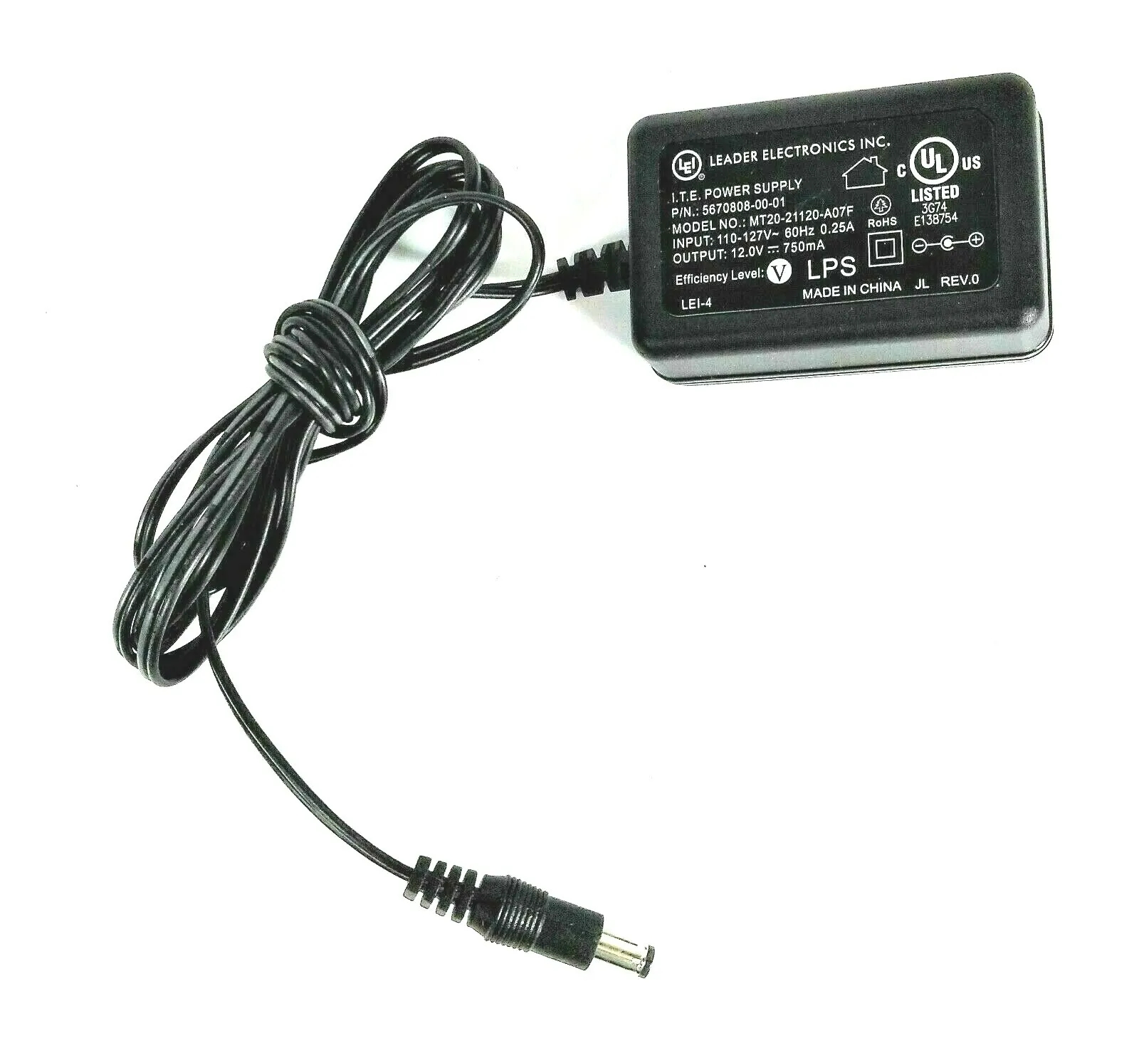 *Brand NEW*LEI 5670808-00-01 MT20-21120-A07F 12.0V 750mA AC ADAPTER Power Supply